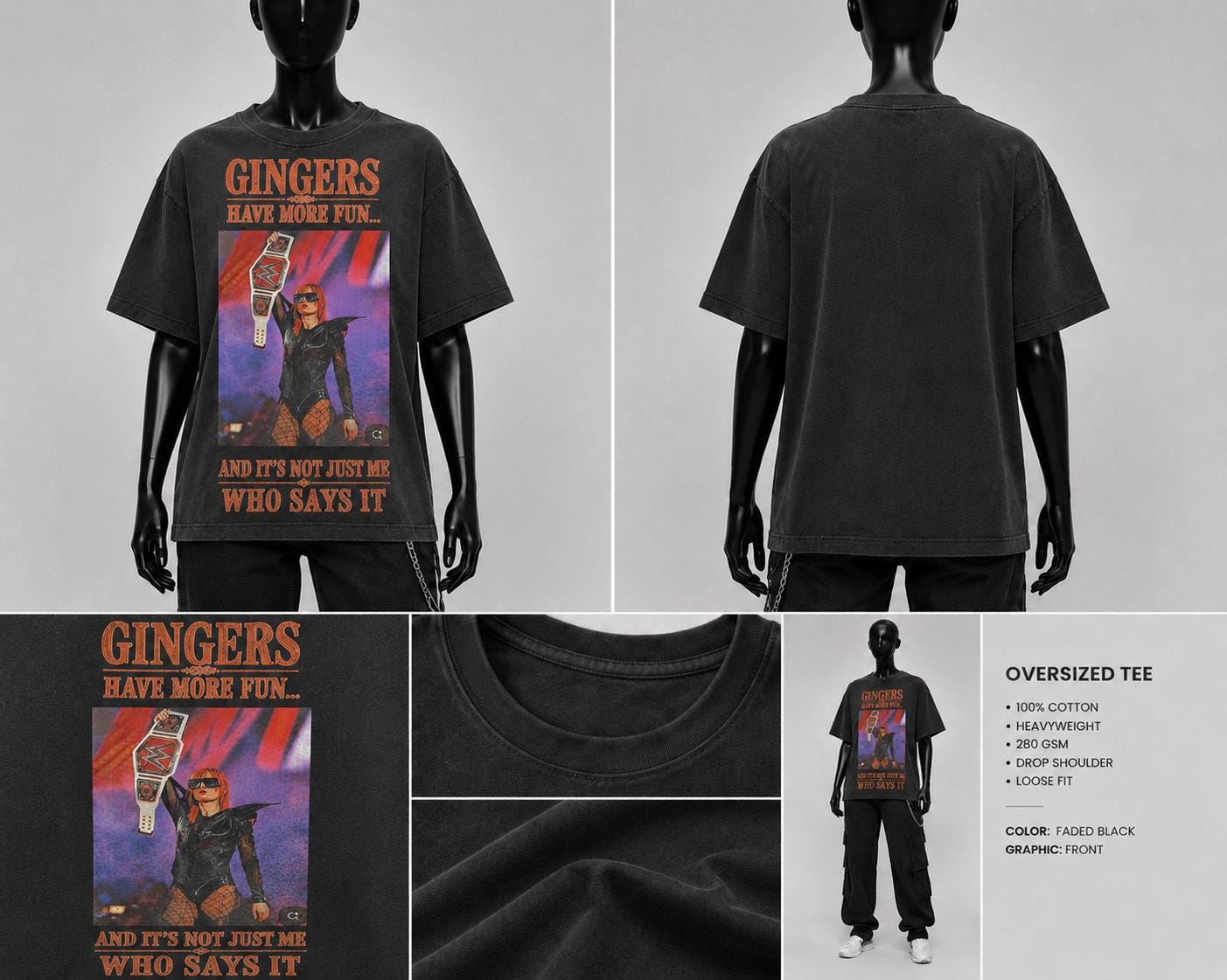 Becky Gingers Have More Fun Oversized Wrestling Tee