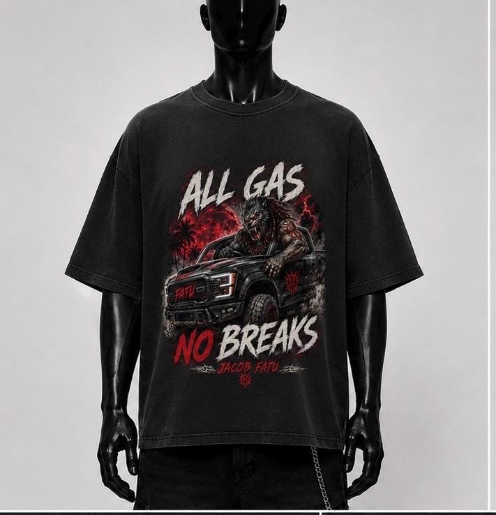 All Gas No Brakes Fatu Wrestling T-Shirt