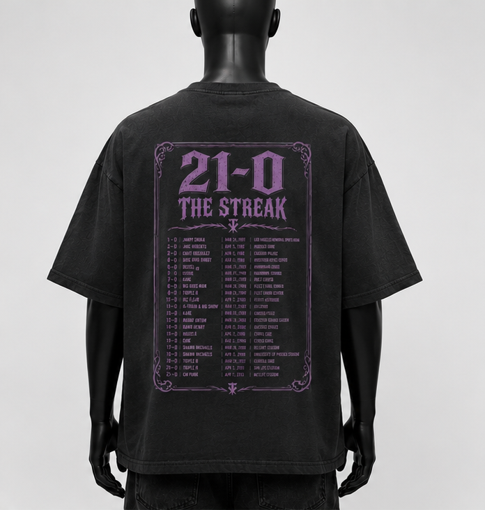 T-shirt surdimensionné de lutte Deadman The Streak 21-0