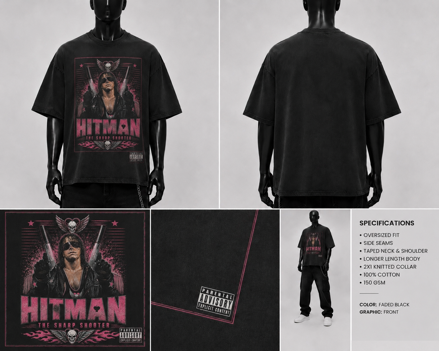 T-shirt de catch oversize Hitman