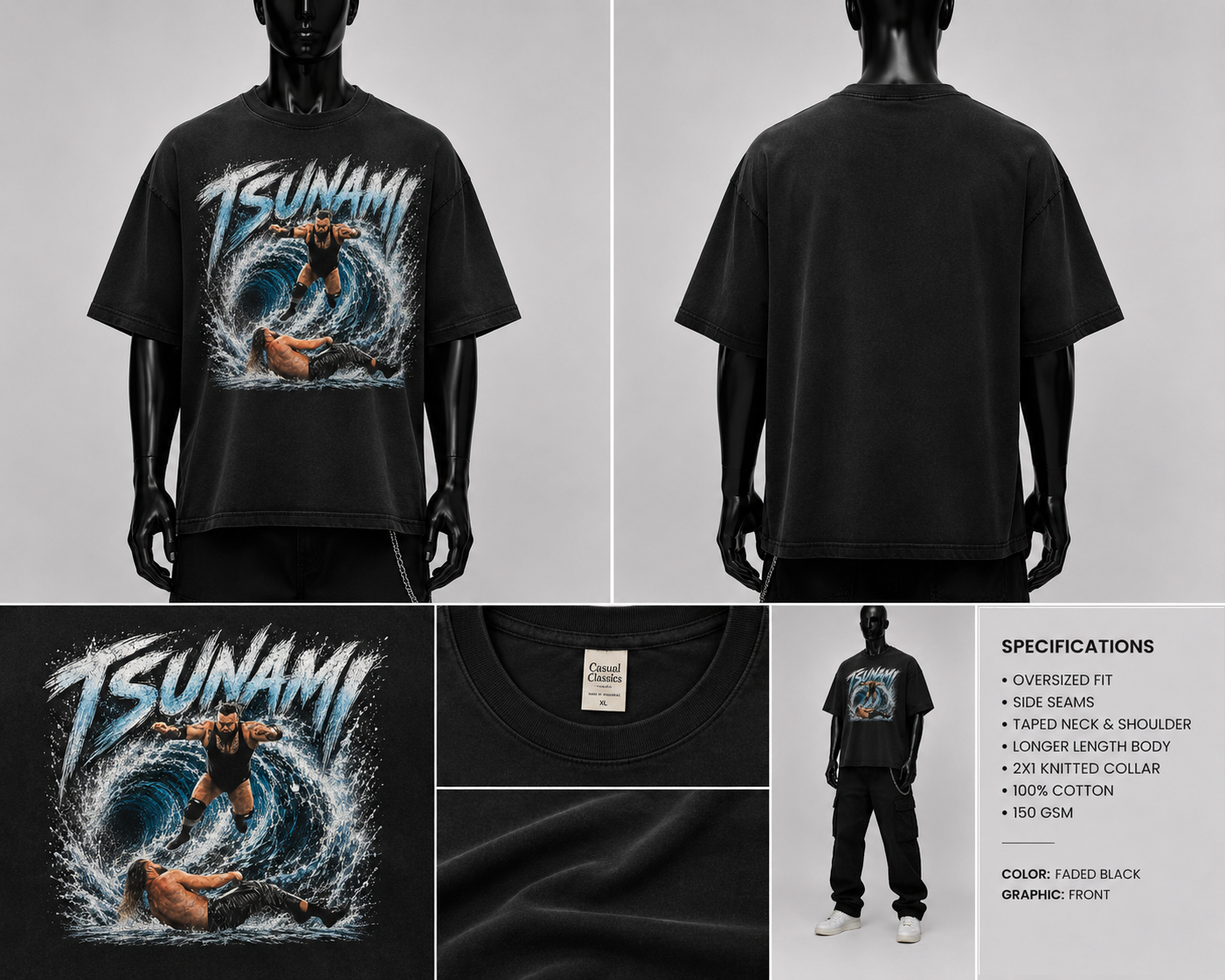 T-shirt surdimensionné de lutte Tsunami