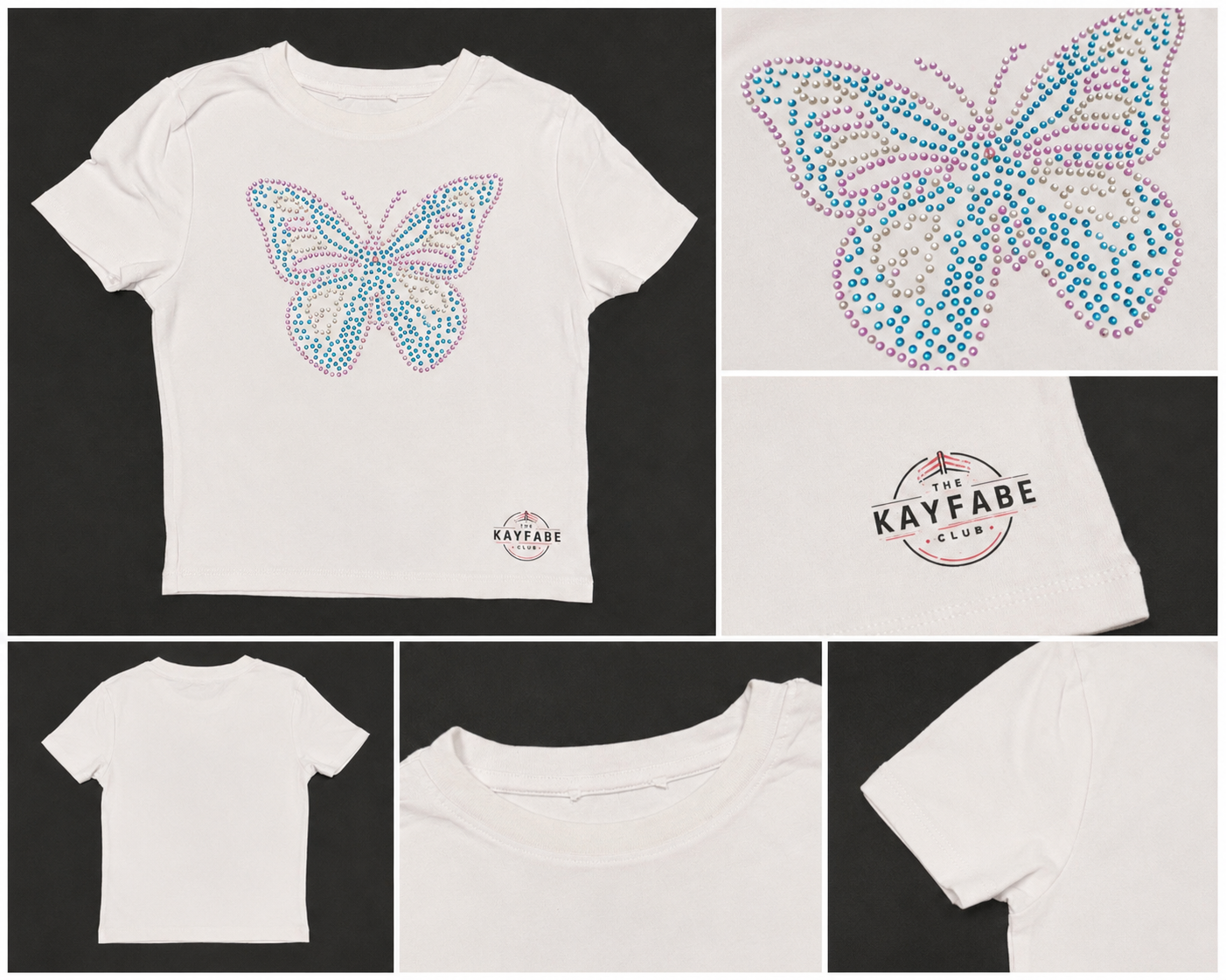 Tiffy Butterfly Rhinestone Crop Top