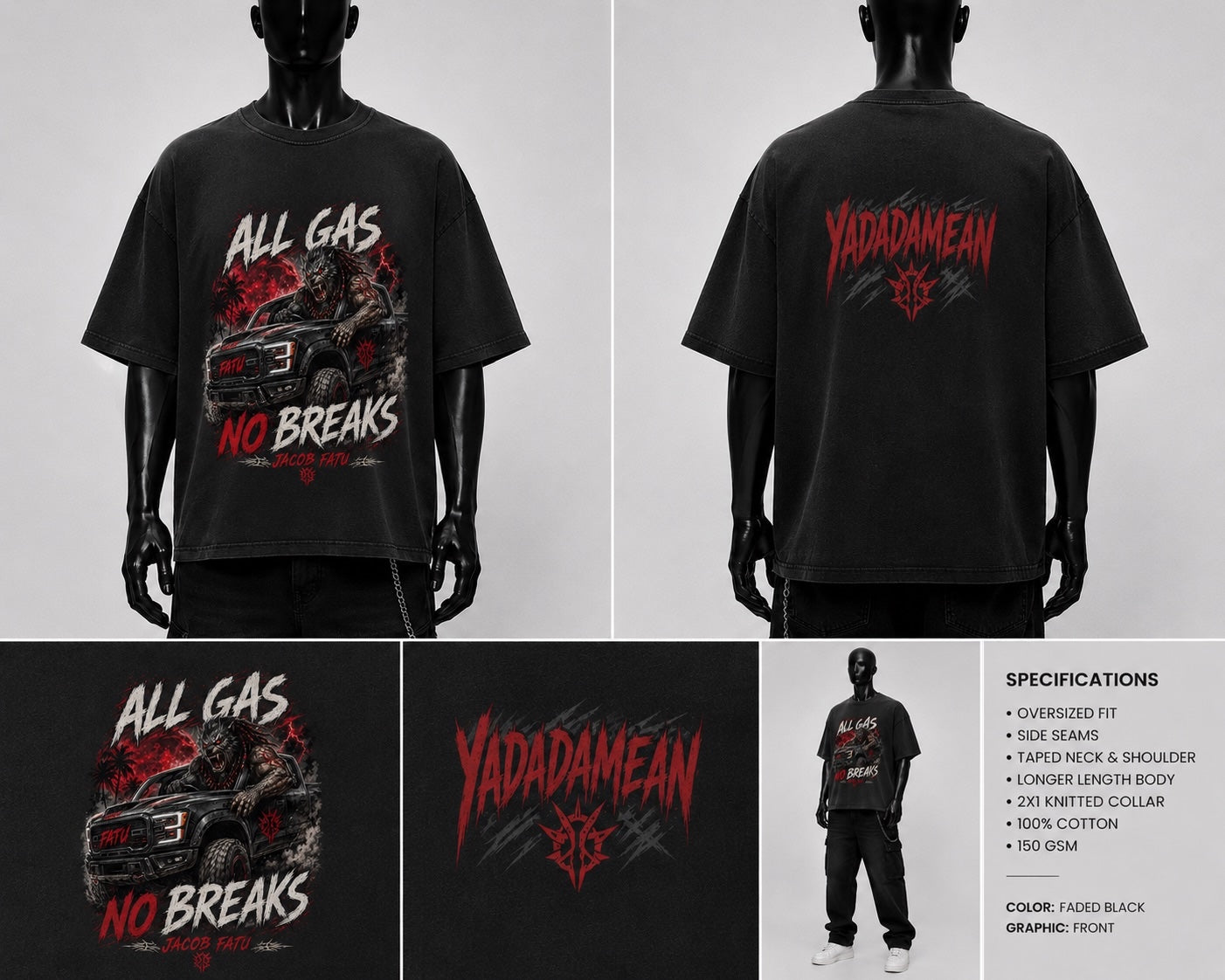 T-shirt de catch All Gas No Brakes Fatu