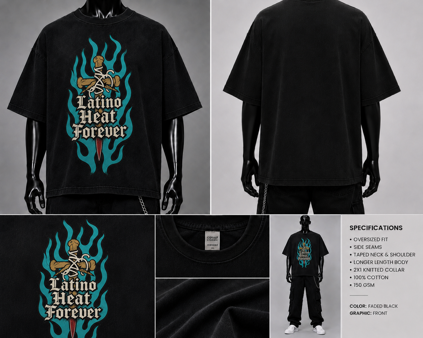 T-shirt surdimensionné « Eddie Guerrero Latino Heat Forever » – hommage de catch, graphique vintage inspiré d'Eddie