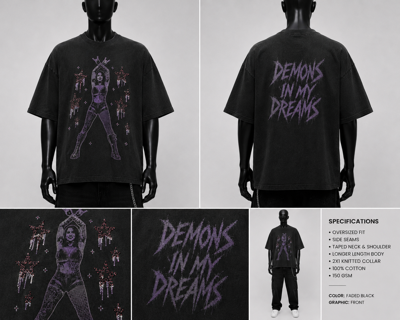 T-shirt de catch oversize « Demons In My Dreams »